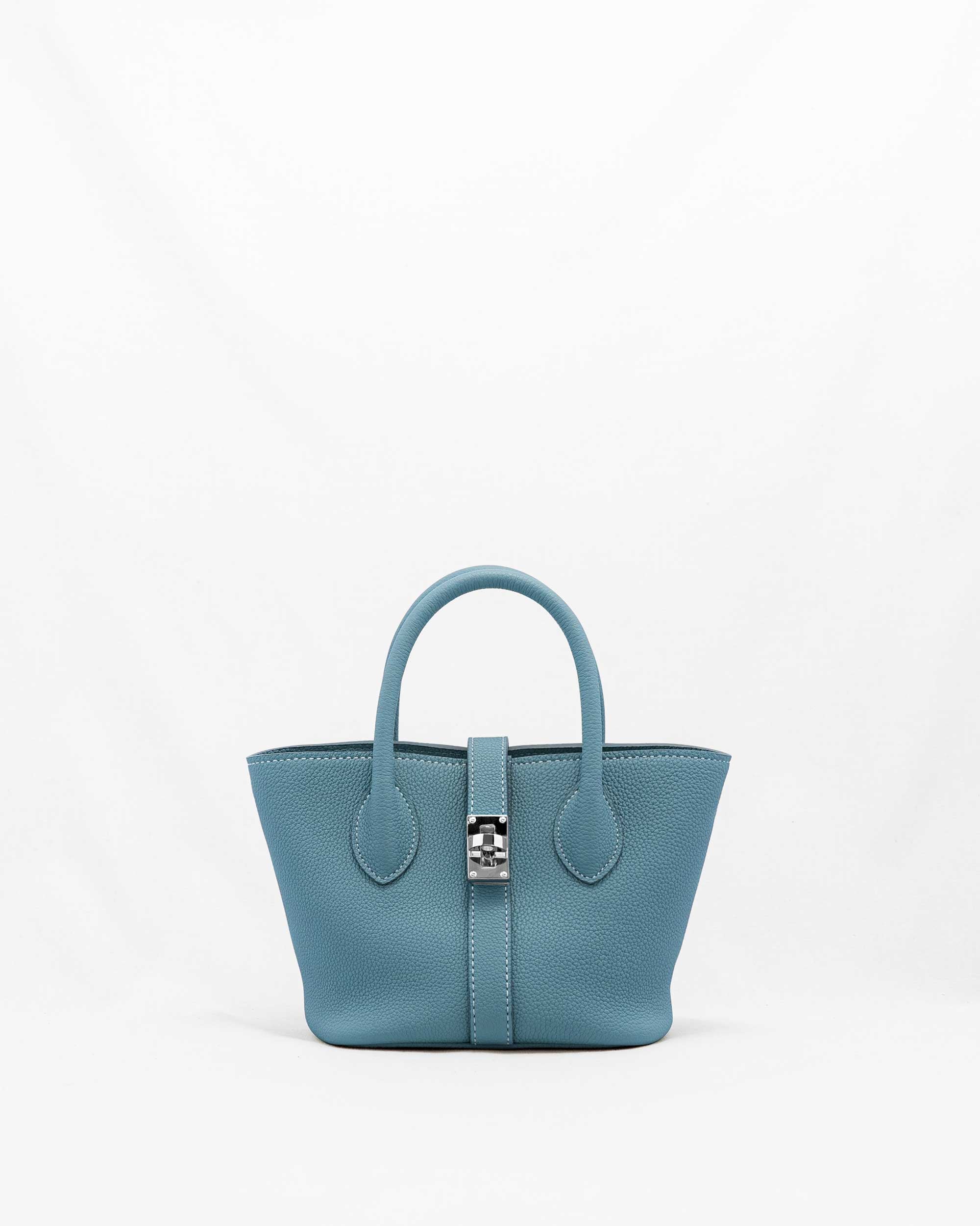 【美品】NAGATANI　ナガタニ　キューブバッグ　本革　高級　ブルー M.N [OCEAN BLUE] ｜日本製の本革バッグ・財布｜NAGATANI