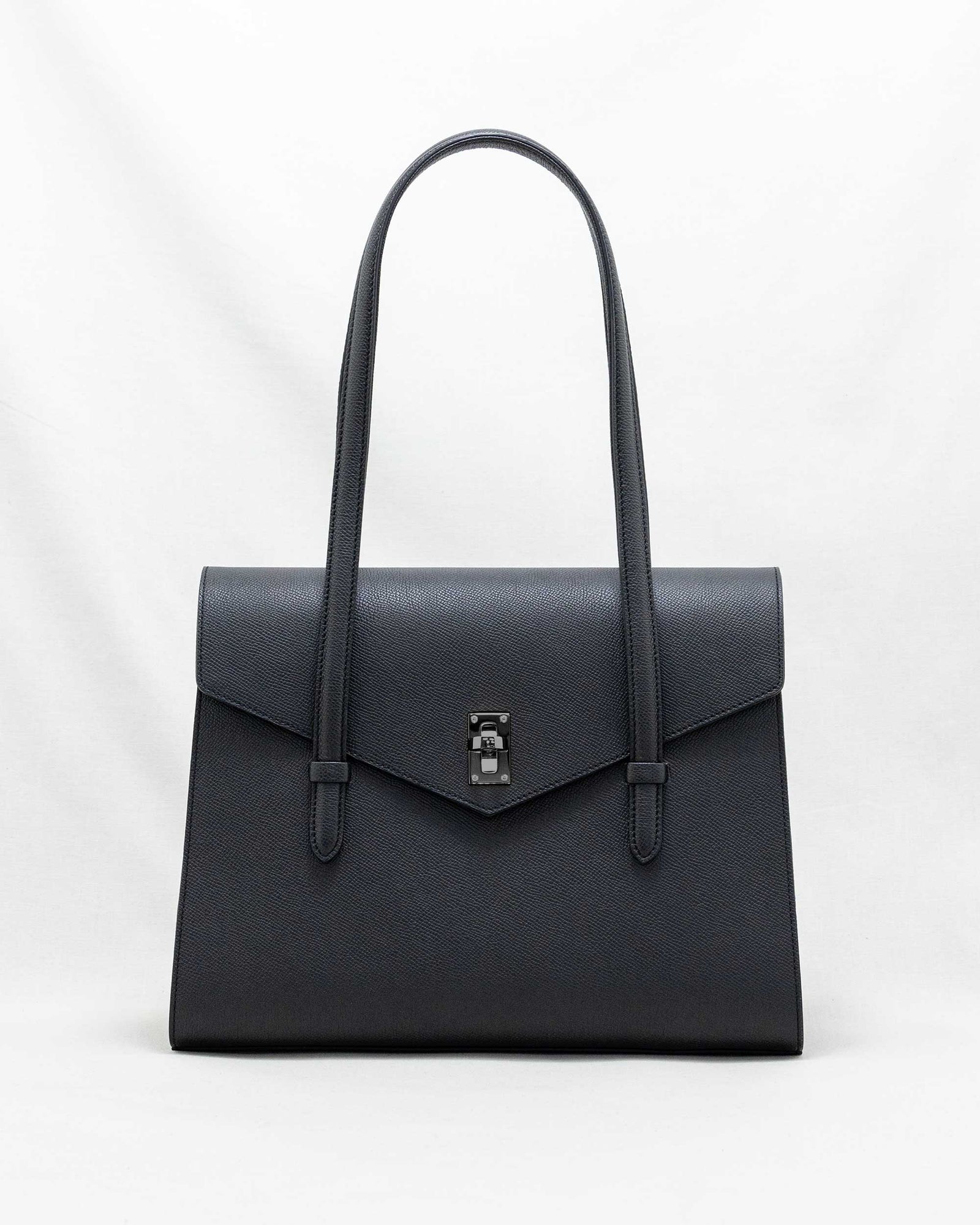 NAGATANI ハンドバッグ　ブラック　袋付き H [GUNMETAL] ｜日本製の本革バッグ・財布｜NAGATANI（ナガタニ）公式