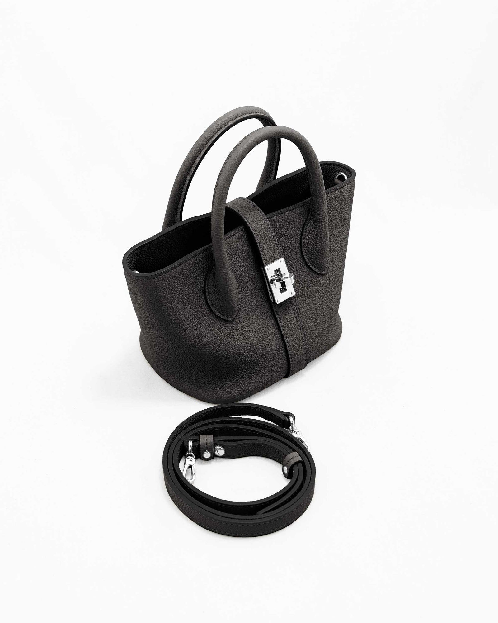 極美品】ナガタニ ハンドバッグ EMMY オールレザー シボ革 ブラック